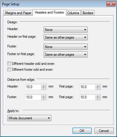 Headers and Footers